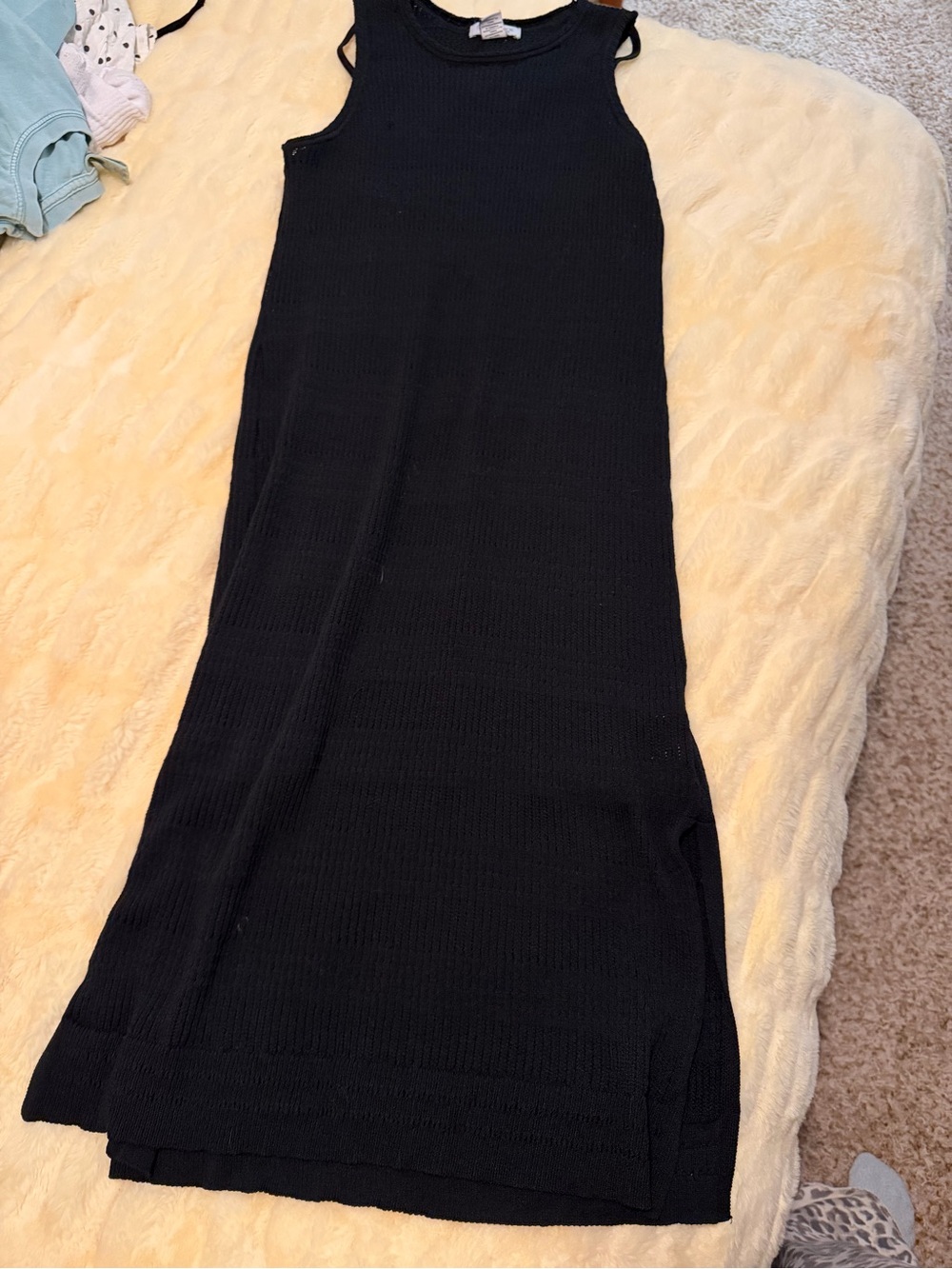 Black Ribbed Knit MIDI Dress